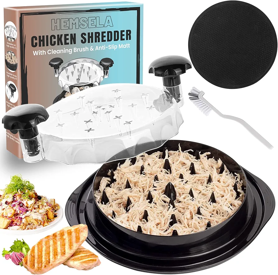 Chicken Shredder Tool Twist Large with Visible & Cleaning Brush, Black Meat Shredder Shredded Thin Chicken Breast Shredder is Perfect for Food Shredder, Meat Shredder Tool Twist are Dishwasher Safe.