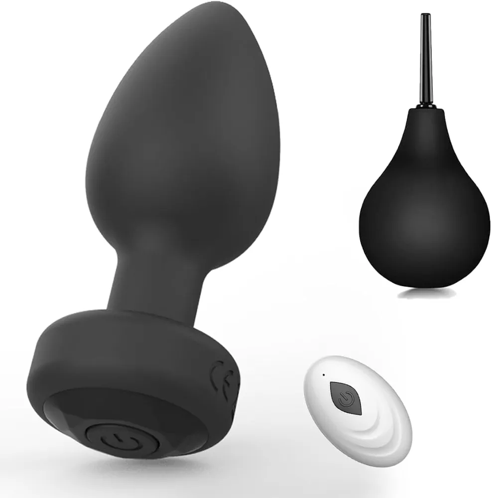 Adult Sex Toys Anal Plug Vibrator - 2Pcs Anal Douche Set and Prostate Massage, Wireless Remote Control 10 Frequency Vibration Mode, Adult Sex Toys & Games, Suitable for Men and Women and Couples Fun