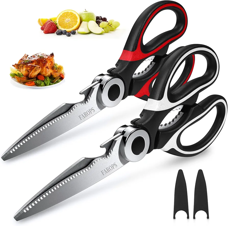 Kitchen Scissor For General Use 2-Packs,Heavy Duty Kitchen Raptor Meat Shears,Dishwasher Safe Cooking Scissors, Stainless Steel Multi-function Scissors For Food,Chicken,Poultry, Fish, Pizza,Herbs