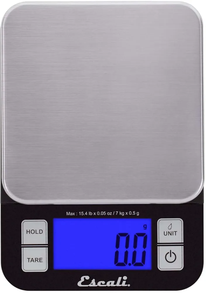 Escali Nutro Digital Food Scale, Multi-Functional Kitchen Appliance, Precise Weight Measuring and Portion Control, Baking and Cooking Made Simple, Stainless Steel Platform, Black, 1 Unit