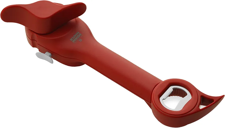 Kuhn Rikon Auto Safety Master Opener for Cans, Bottles and Jars, 9 x 2.75 inches, Red