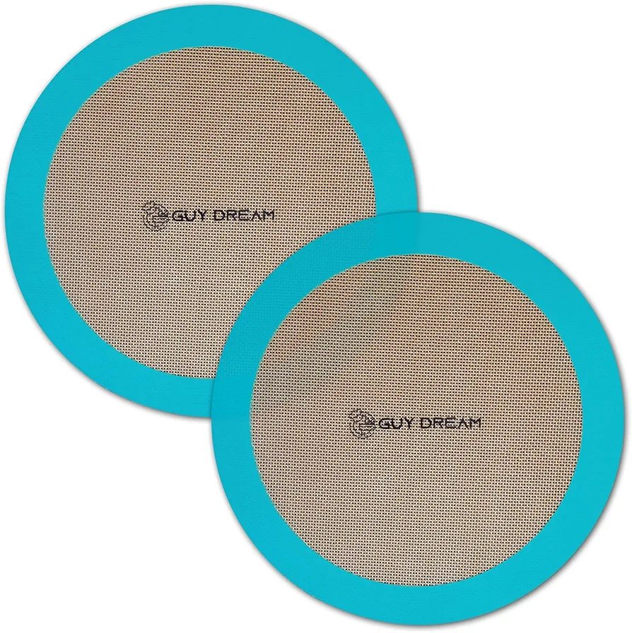 GUYDREMAT 10-Inch Silicone Baking Mats Set of 2 - Non-Stick, Heat-Safe Up to 480°F, Perfect for Pizza, Cakes, Pastries, Bread, Foldable for Storage, Works in Standard Ovens, Food Grade & Reusable