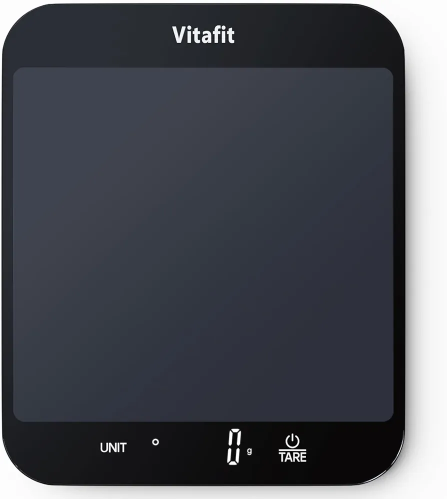 Vitafit Digital Kitchen Scale, 33lb by 0.1oz/1g Precise Graduation, Multifunctional Food Scale Weight Grams and Ounces for Cooking, Baking, Weight Loss and Keto, Batteries Included, Black