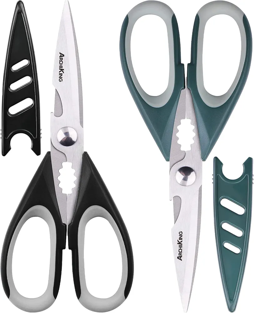 Kitchen Shears Scissor & Cooking Scissors - Sharp Blades, Professional Stainless Steel Scissors for Food Meat Poultry Vegetable - Dishwasher Safe - All-Purpose Chef's Tool…