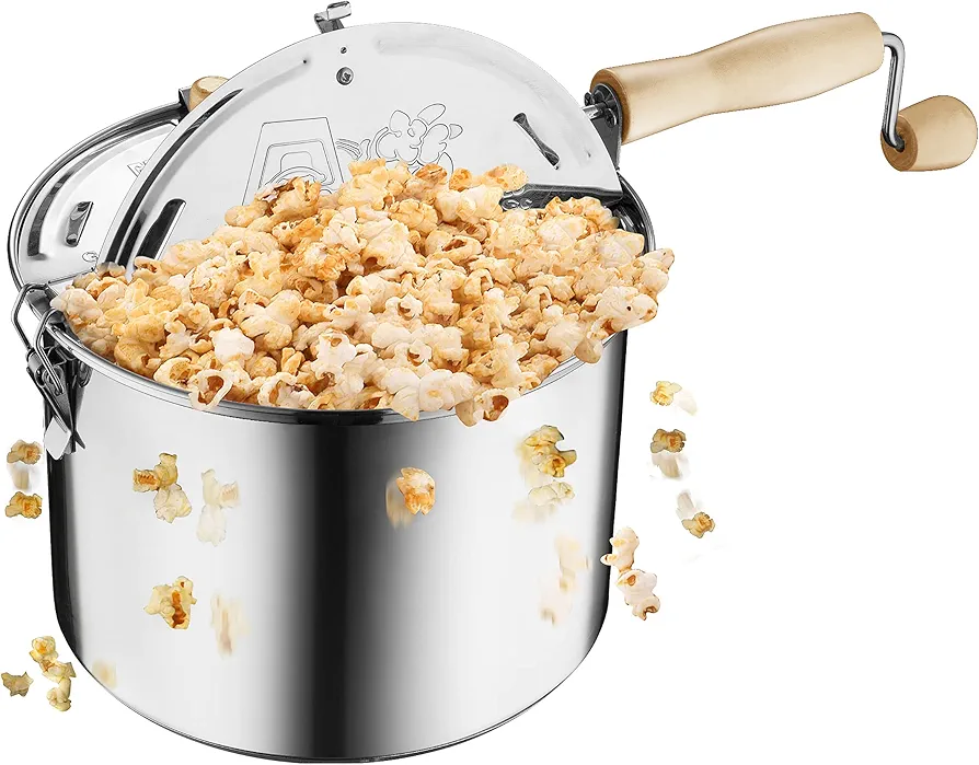 6251 Original Stainless Steel Stovetop Popcorn Popper - 6.5-Quart - by Great Northern Popcorn,Silver,130857PCV