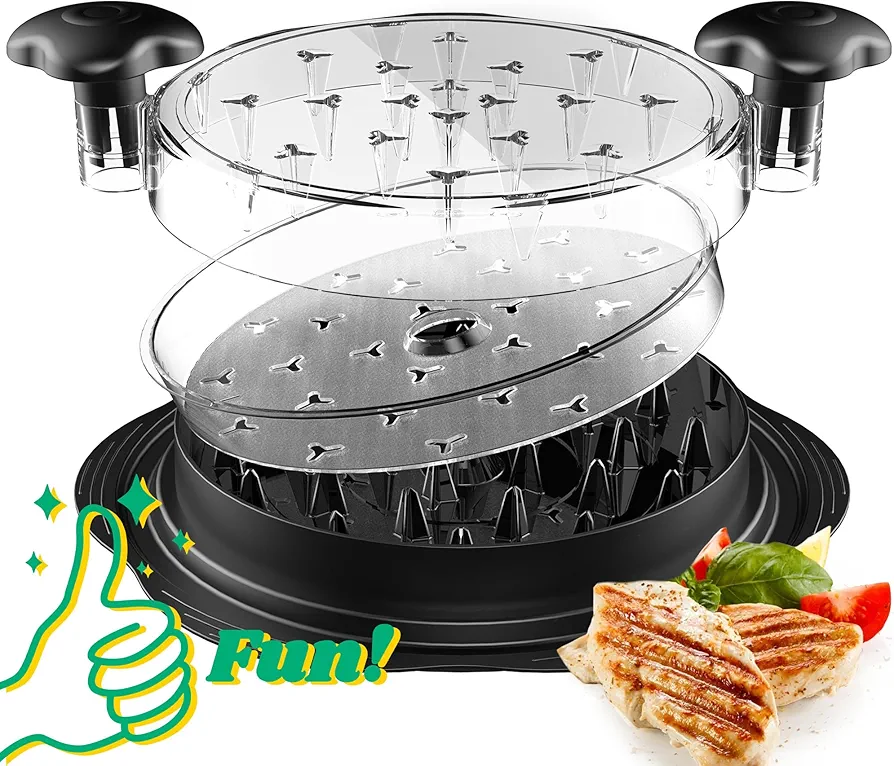 Chicken Shredder with Separate Plate, Large Meat Shredder Tool Twist with Transparent Lid&Brush, Visible Manual Chicken Breast Shredder, Dishwasher Safe, Ergonomic Handle, Easy to Clean(Black)