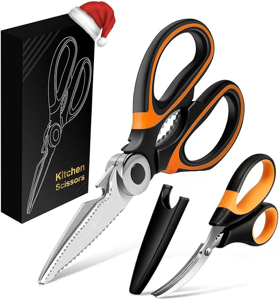 2Pcs Kitchen Scissors,Kitchen Shears,All Purpose Heavy Duty Meat Scissors Poultry Shears,Seafood Scissors, Dishwasher Safe Food Cooking Scissors Stainless Steel Utility Scissors,Kitchen Utensils