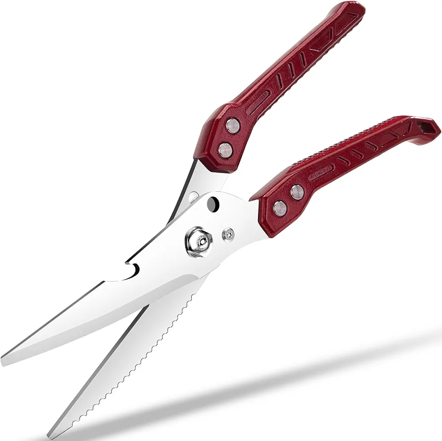 Heavy Duty Kitchen Shears Poultry Scissors Professional for Meat, Chicken, Bone,Turkey, Fish, Separable Design,Spring Loaded, Dishwasher Safe (Burgundy)