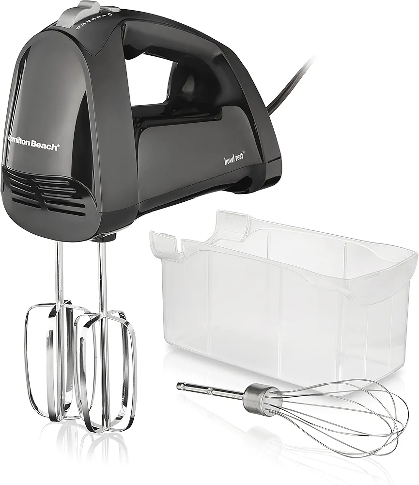 Hamillton Beach 6 Speed Hand Mixer, Quick Burst, Storage Case, New, Black, 62690 - Includes A Storage Case That Easily Snaps Onto The Mixer To Instantly Store Attachments And Prevent Lost Beater