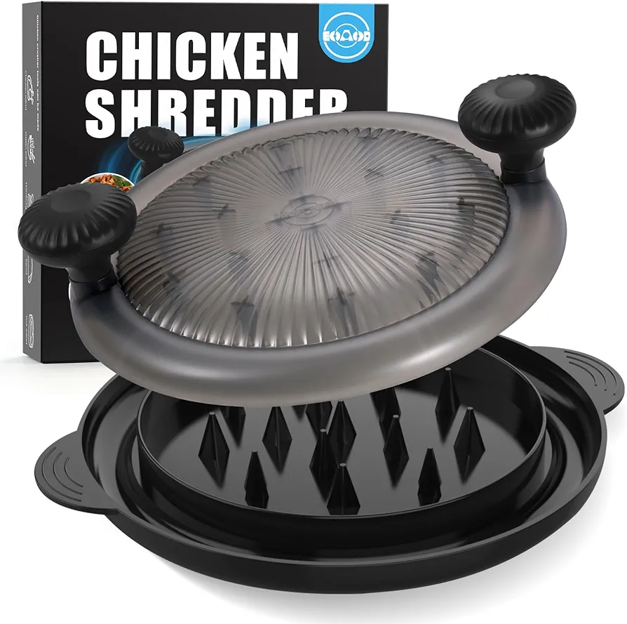 Pro Chicken Shredder 10.8 inch, Large Chicken Breast Shredder Tool Twist, Meat Shredder Machine with Widened Anti Slip Mat Fix, Chicken Grinder Suitable for Pork, Beef, Dishwasher (Translucent Black)