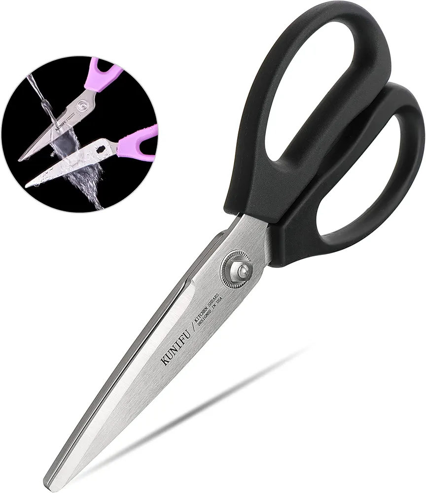 KUNIFU Kitchen Scissors All Purpose Heavy Duty, Kitchen Shears Come Apart Dishwasher Safe, Ultra Sharp Stainless Steel Kitchen Gadgets, Cooking Cutter for Chicken, Meat, Poultry, Fish, Herbs, Grape