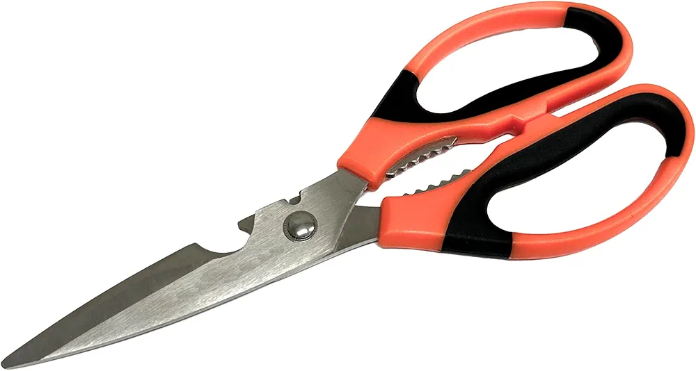 Edward Tools Heavy Duty Utility Scissors - 2mm Thick Ultra Sharp Stainless Steel Blades - Multi-use Shears with bottle opener, peeler, nut cracker - Craft and Kitchen Shears (1)