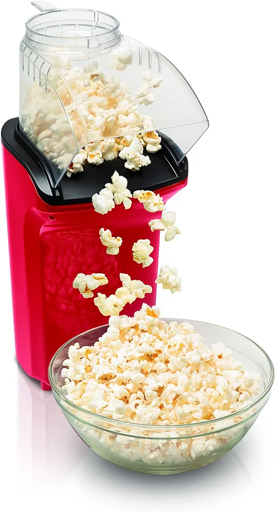 Hamilton Beach Electric Hot Air Popcorn Popper, Healthy Snack, Makes up to 18 Cups, Red (73400)