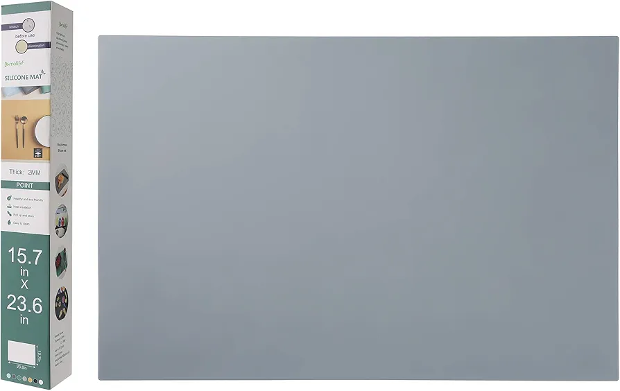 Versatile Silicone Counter Mat, Thick 2mm, Countertop Protector, Heat Resistant, Nonslip, XL Large Table Mat (Dark Grey)