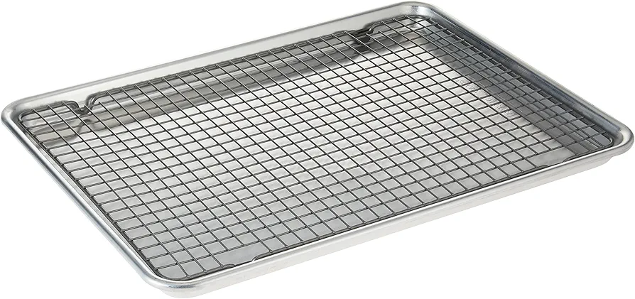 Nordic Ware - 43172AMZM Nordic Ware Half Sheet with Oven Safe Nonstick Grid, 2 Piece Set, Natural