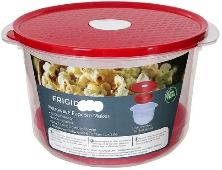 Microwave Popcorn Maker 16 Cup Capacity With Steam Vent and Silicone Insert BPA Free Dishwasher Safe (fgm61135)