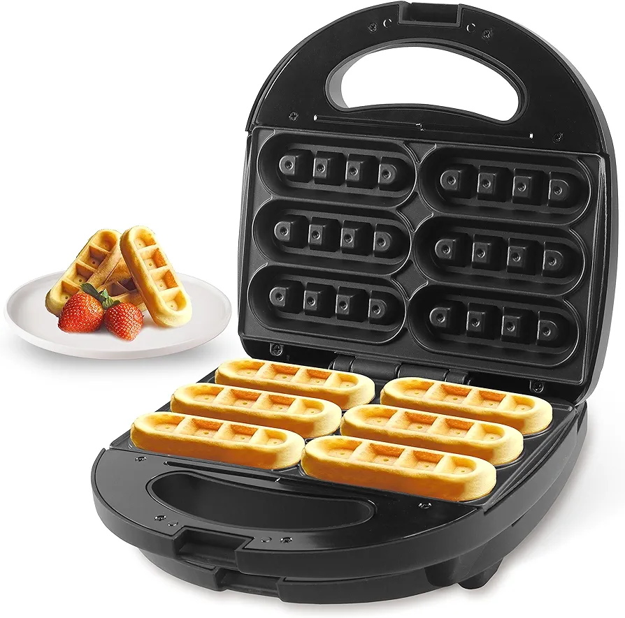 Waffle Stick Maker, Mini Waffle Maker Iron, Makes 6 Waffle Sticks, Ideal for Breakfast, Snacks, Desserts and More