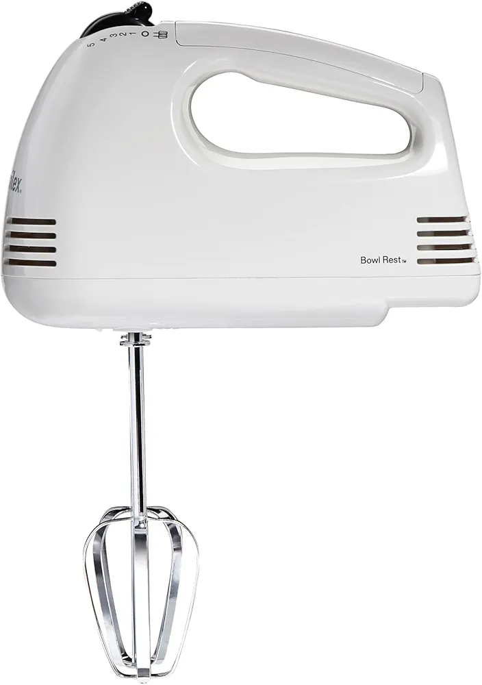 Proctor Silex Easy Mix 5-Speed Electric Hand Mixer with Bowl Rest, Compact and Lightweight, 100 Watts of Peak Power, White