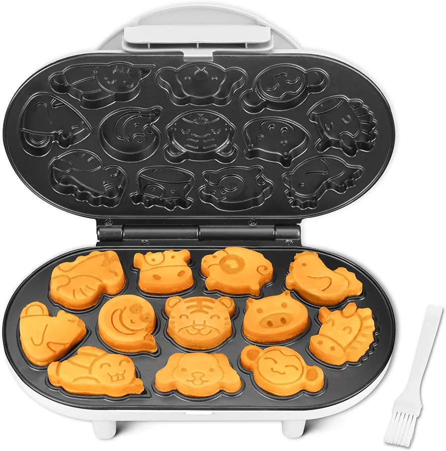 Animal Mini Waffle Maker for Kids, Mini Pancakes Maker Machine with 12 Different Animal Pancake Molds, Small Waffle Maker Iron, Excellent Christmas Gift for Kids & Adult