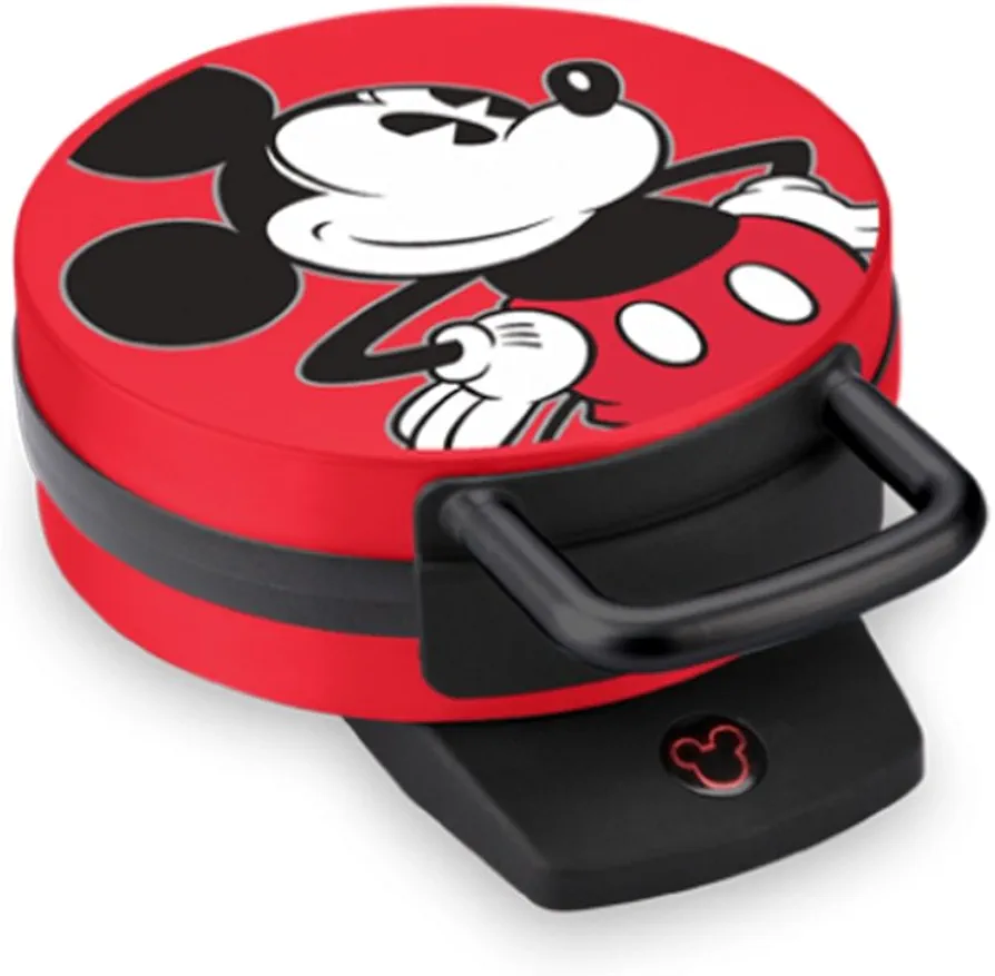 Disney Mickey Mouse Waffle Maker by Select Brands - Premium Mickey Mouse Waffle Iron - Disney Waffle Maker for Kitchen Appliances - s for Disney Lovers - 7" Waffles, Red