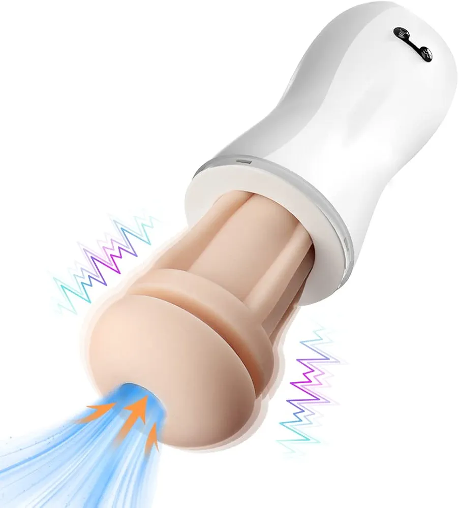 FST Automatic Sucking Male Masturbator with 7 Vacuum Suction & 12 Powerful Vibration, 3D Tight Realistic Textured Vagina Blowjob Stroker for Male Masturbation, Adult Oral Sex Toys for Men