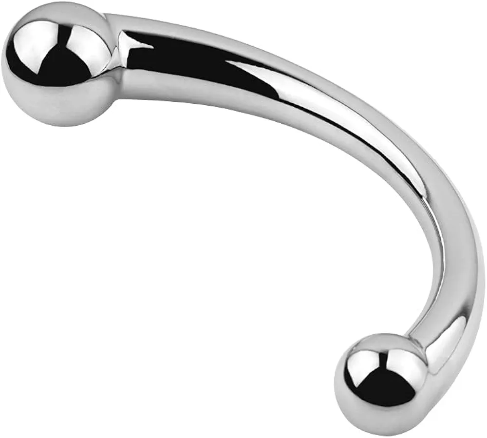 Pure G Spot Metal Wand Anal Prostate Massage Stick,Stimulate Wand Fetish Plug Solid Metal Curved Dual Ended Masturbation Sex Toy for Women or Man (Large)