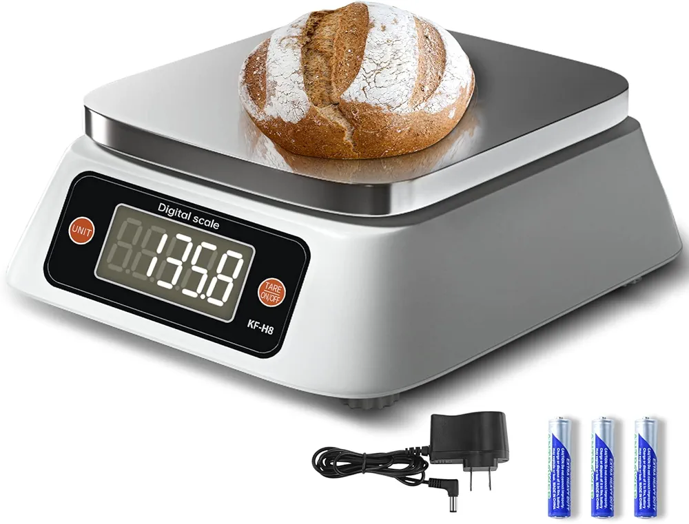 Food Scale Digital Scale Kitchen Scales Digital Weight, YONCON Baking Scale for Bakers, Candle Making or Soap Making with Stainless Steel Large Platform, 22lb/0.5g, 3*AA Batteries and Adapter Included