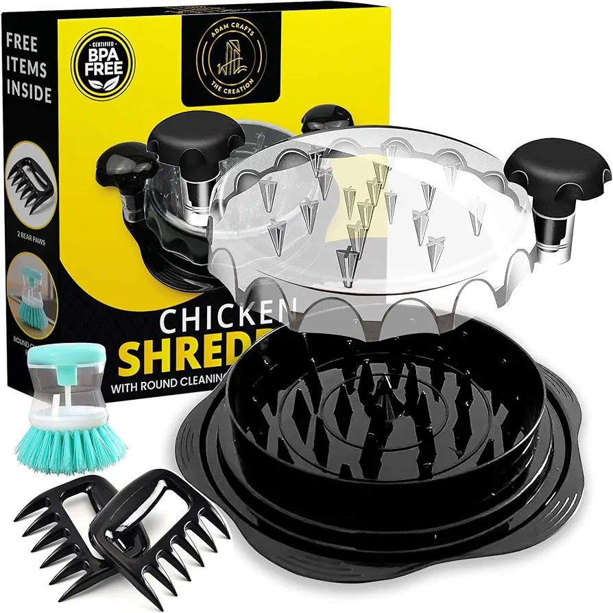 Chicken Shredder Tool Twist Large with Meat Claws - BPA-Free Chicken Meat Shredder Tool Twist with Anti Slip Base - Heat Resistant Chicken Breast Shredder Tool Twist Ideal for Easy Shredding