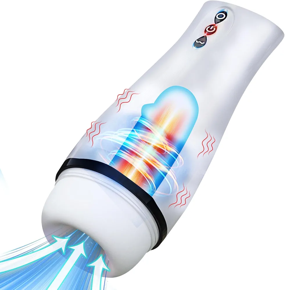 Automatic Male Masturbator Cup, Male Sex Toys with 10 Sucking & 10 Vibrating Modes, Adult Sex Toy Electric Pocket Pussy Male Stroker Penis Stimulation with Female Voice for Men Penis Pump