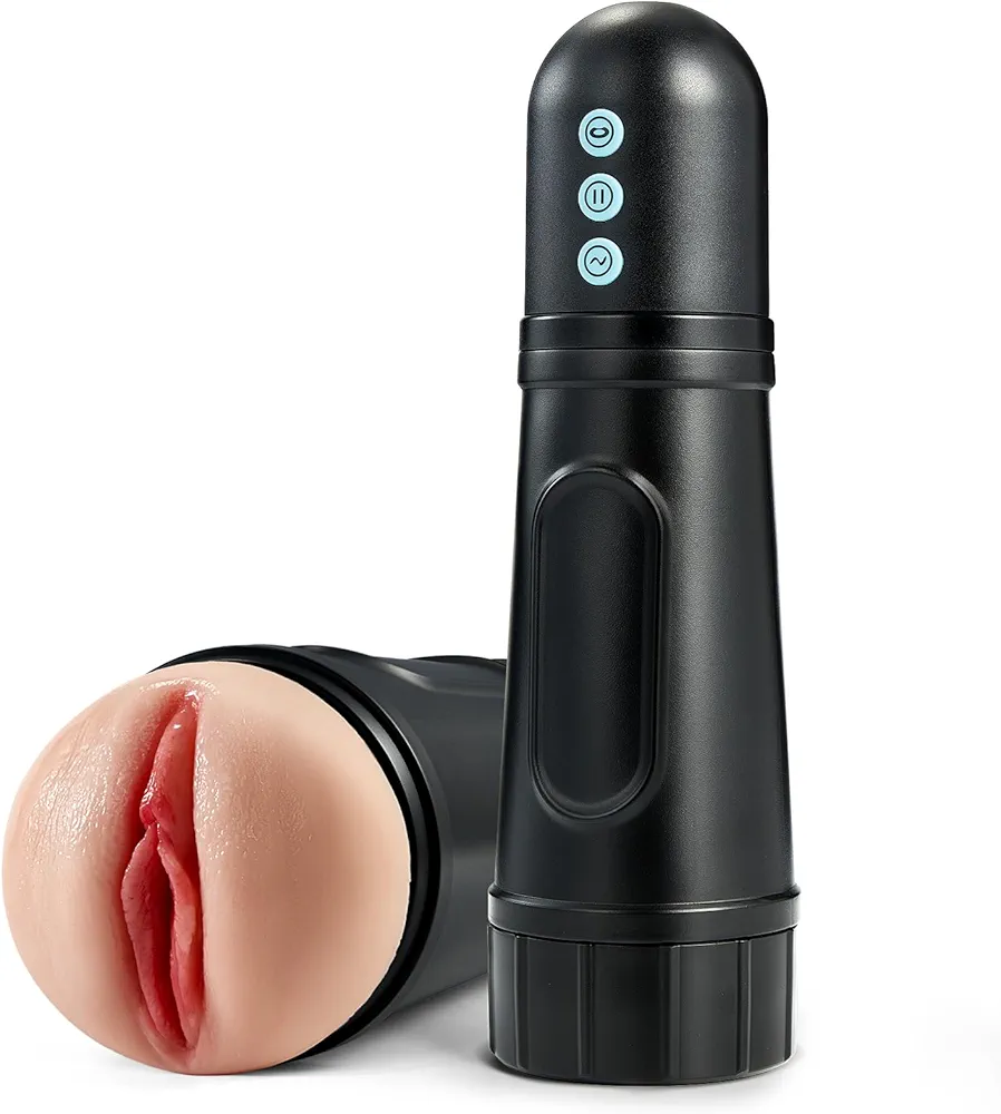 Automatic Male Masturbator Male Sex Toy for Men with 5 Suction and 10 Vibration Modes, Sucking Male Sex Toy with 7.1” Rrealistic Pocket Pussy, Tivino Vibrating Stroker Toy for Men Masturbation