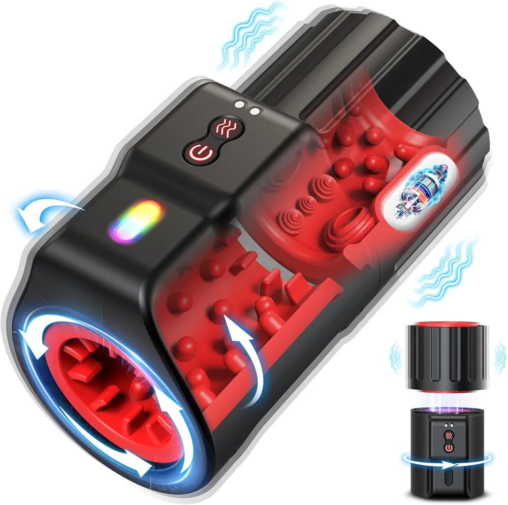 Automatic Male Masturbator Adult Sex Toys for Men - Dual-Sleeve Rotating Vibrating Stroker Blowjob Sex Machine,Detachable 3 in 1 Penis Vibrator Stimulator,Masturbators Pocket Pussy for Men Pleasure