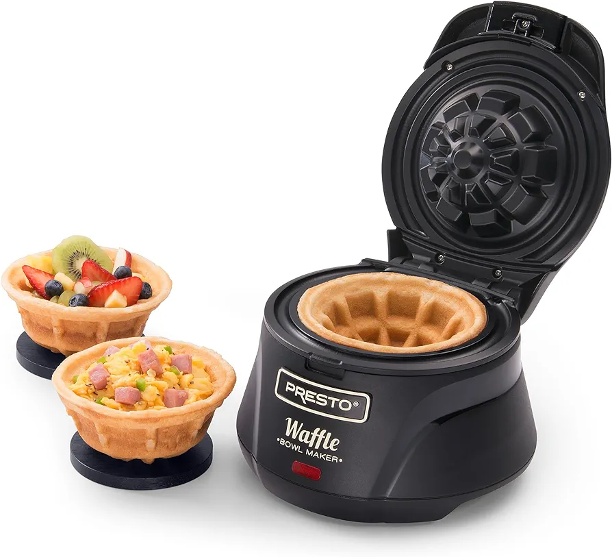 Presto 03500 Belgian Waffle Bowl Maker,Black, 9.3 x 8.25 x 5.25 inches